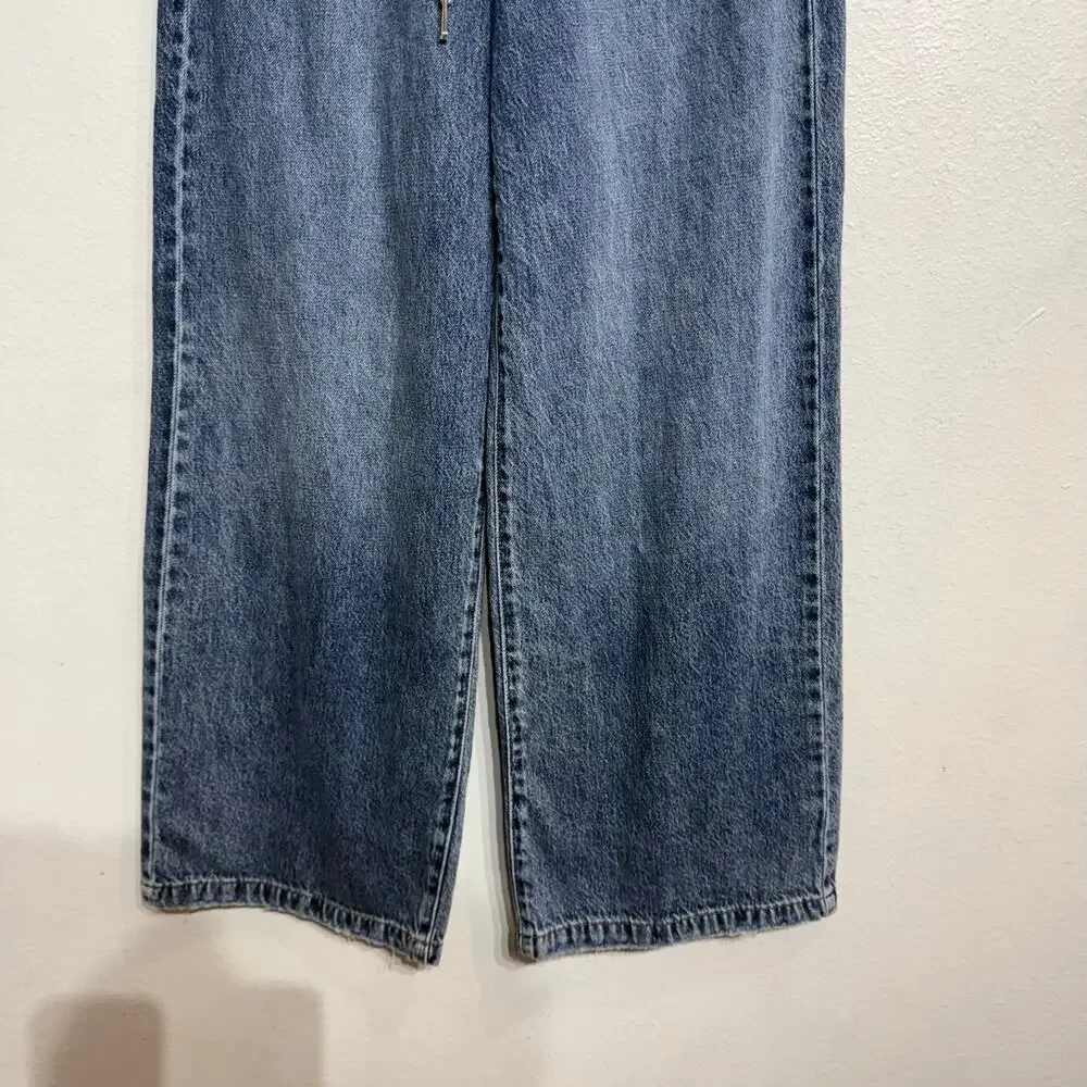 Rewash Blue Pullon Double Waist Drawstring Wide Leg Jeans Sz 29